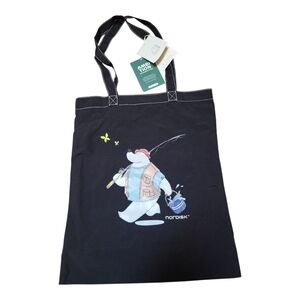NWT Nordisk Black Canvas Tote Bag with Polar Bear